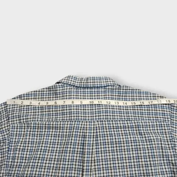 Patagonia‎ Mens Organic Cotton Knit Button Up Shirt Sz Med Blue Check Plaid - Picture 11 of 12
